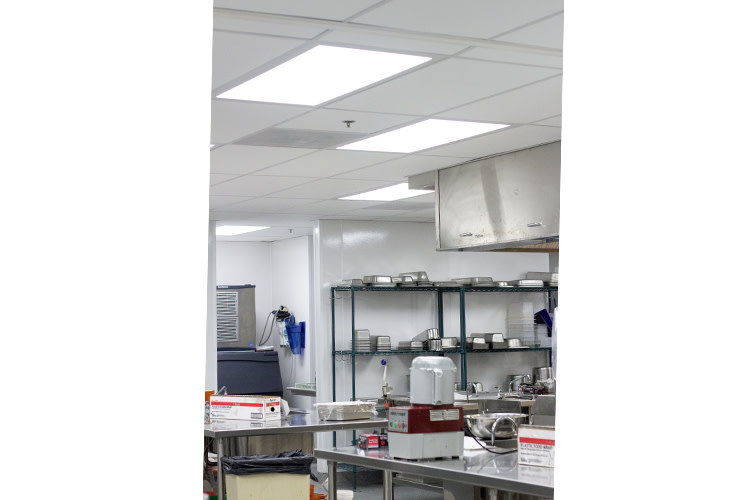 Commercial kitchen with Lumination RPL light fixtures