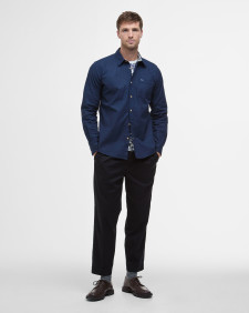 Irvine Textured Tailored Long-Sleeved Shirt Classic Navy