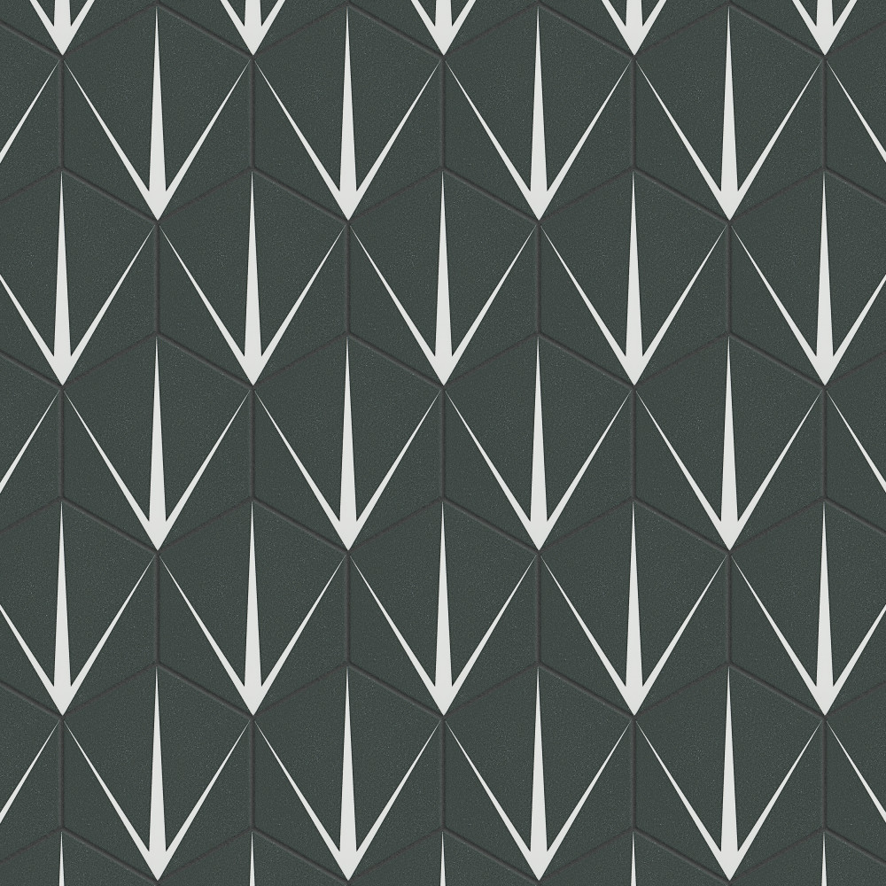 Trident Hex Nero 8.63x9.88 Hexagon Porcelain Floor and Wall Digital Pattern