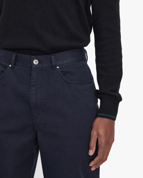 Washed Stretch Regular Trousers Dark Navy