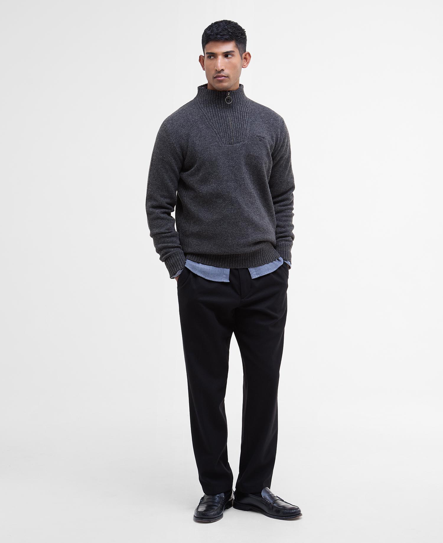 Maglione con mezza zip in lana d'agnello Essential image number 1