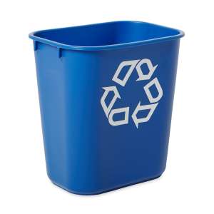 Rubbermaid Commercial, Deskside Recycling, 3.25gal, Resin, Blue, Rectangle, Receptacle