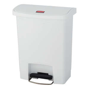 Rubbermaid Commercial, Streamline®, Step-On, 8gal, Resin, White, Rectangle, Receptacle