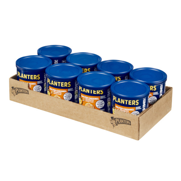 PLANTERS(r) Salted Caramel Peanuts 8/6oz . C1RM - Front Right Open Case (Hi Res)