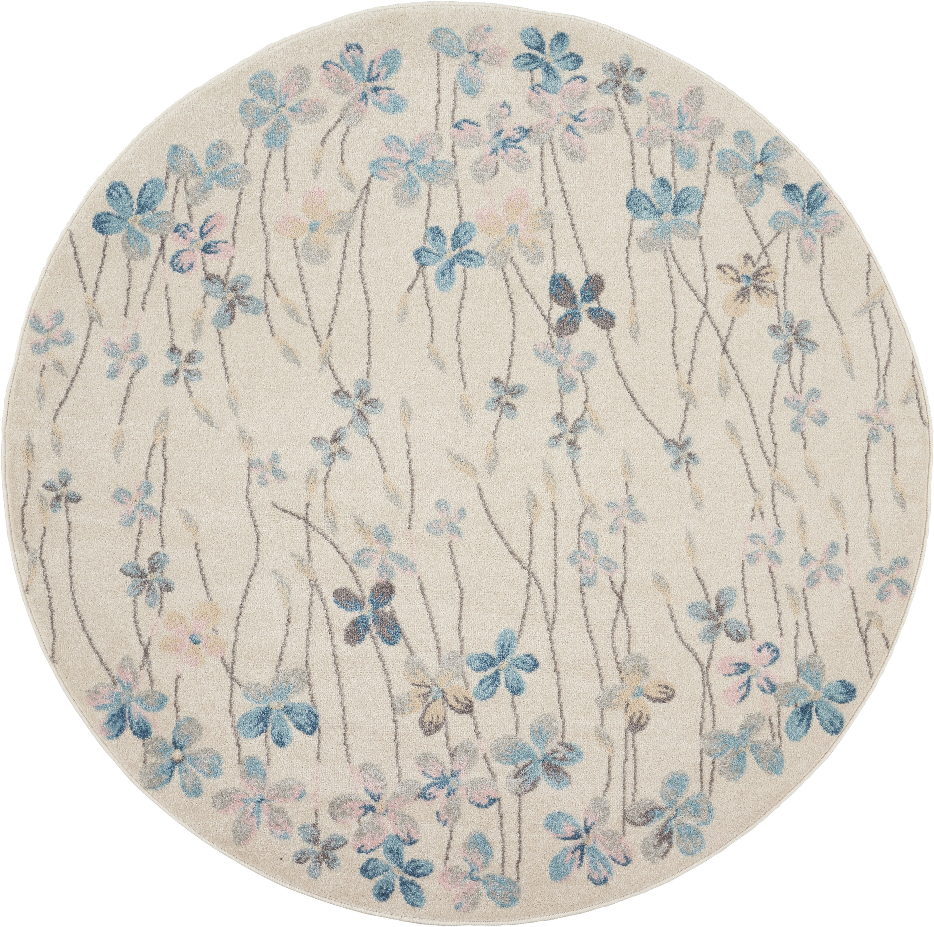 Nourison Tranquil 5'3" x Round Ivory Contemporary Indoor Rug