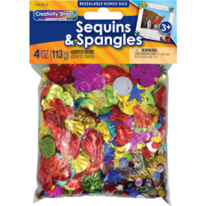 Sequins & Spangles, Assorted Colors, Assorted Sizes, 4 oz.