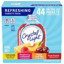 Crystal Light Variety Pack, Lemonade, Raspberry Lemonade, Peach Iced Tea & Fruit Punch (44 Packets)