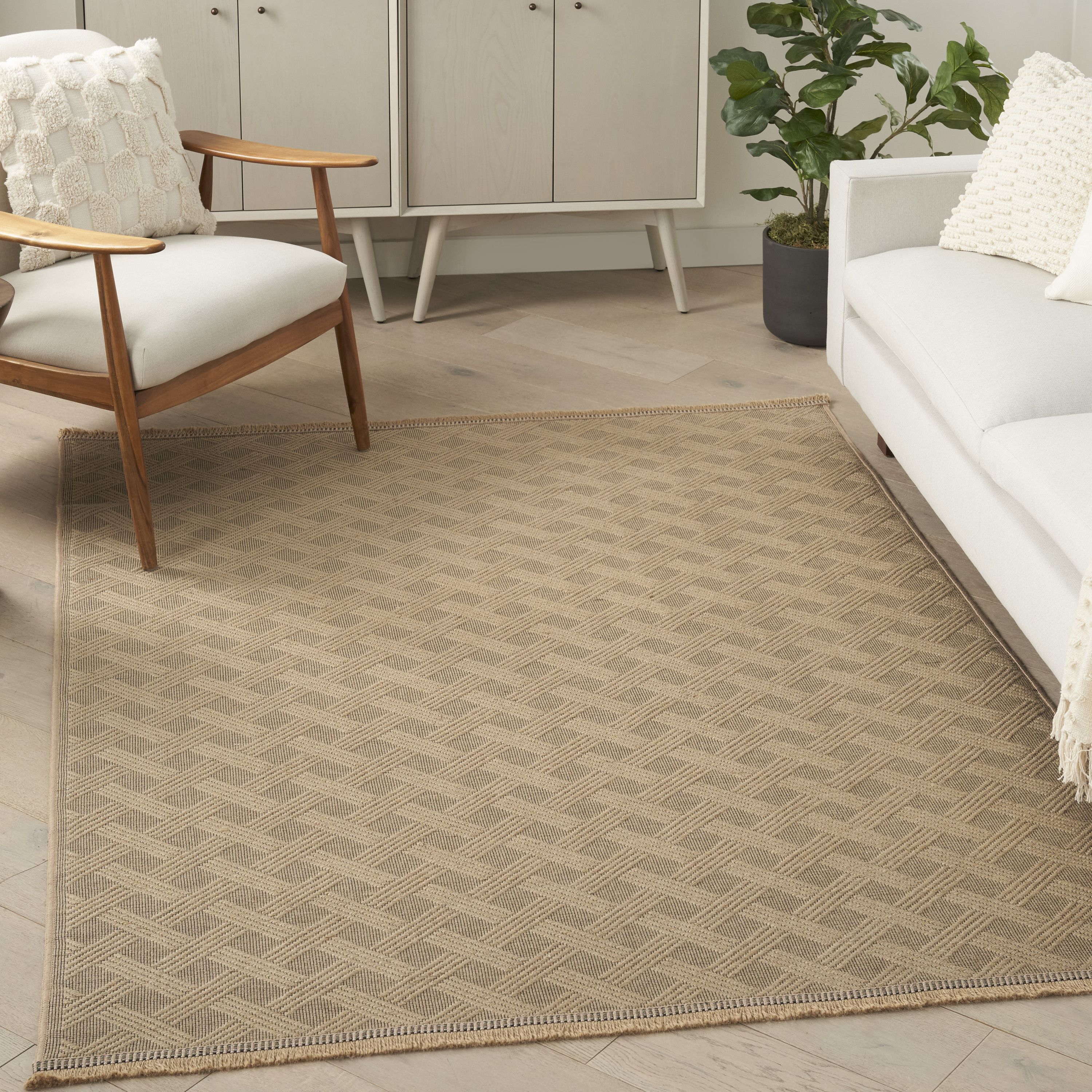 Nourison Washable Jute 3'11" x 5'11" Natural Modern Indoor Rug