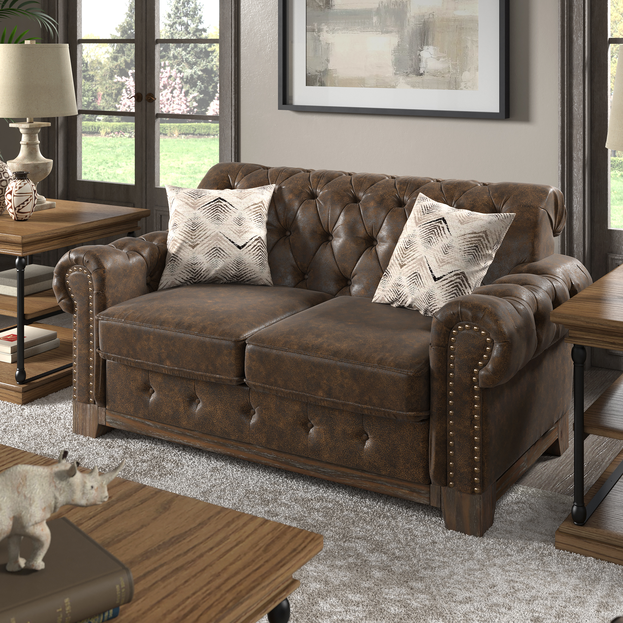 Tufted Rolled Arm Chesterfield Loveseat