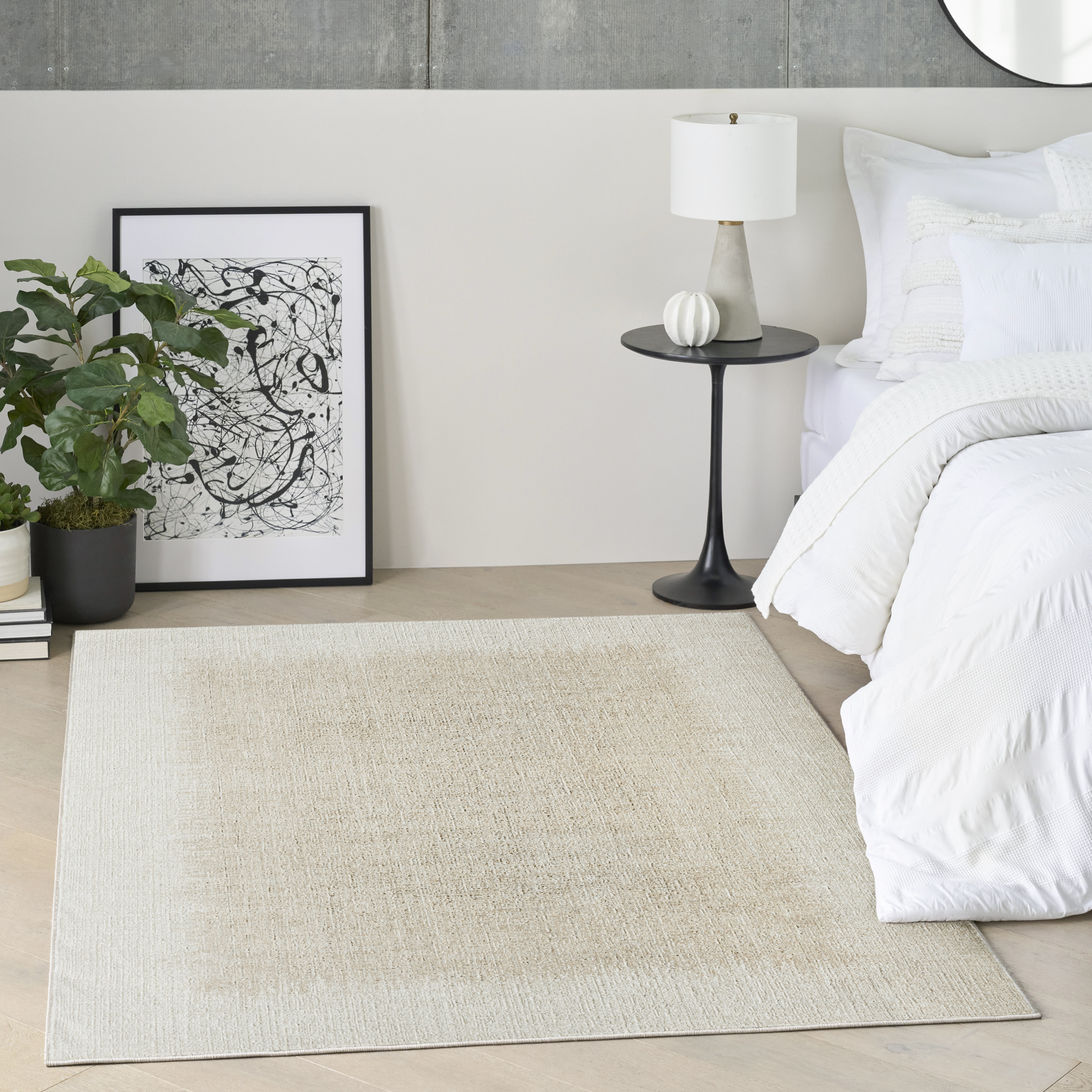 DKNY Grand Street 3'11" x 5'11" Ivory Beige Modern Indoor Rug
