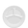 Dart, Quiet Classic Laminated Foam Dinnerware, 3-Compartment Plate, 9" dia, White