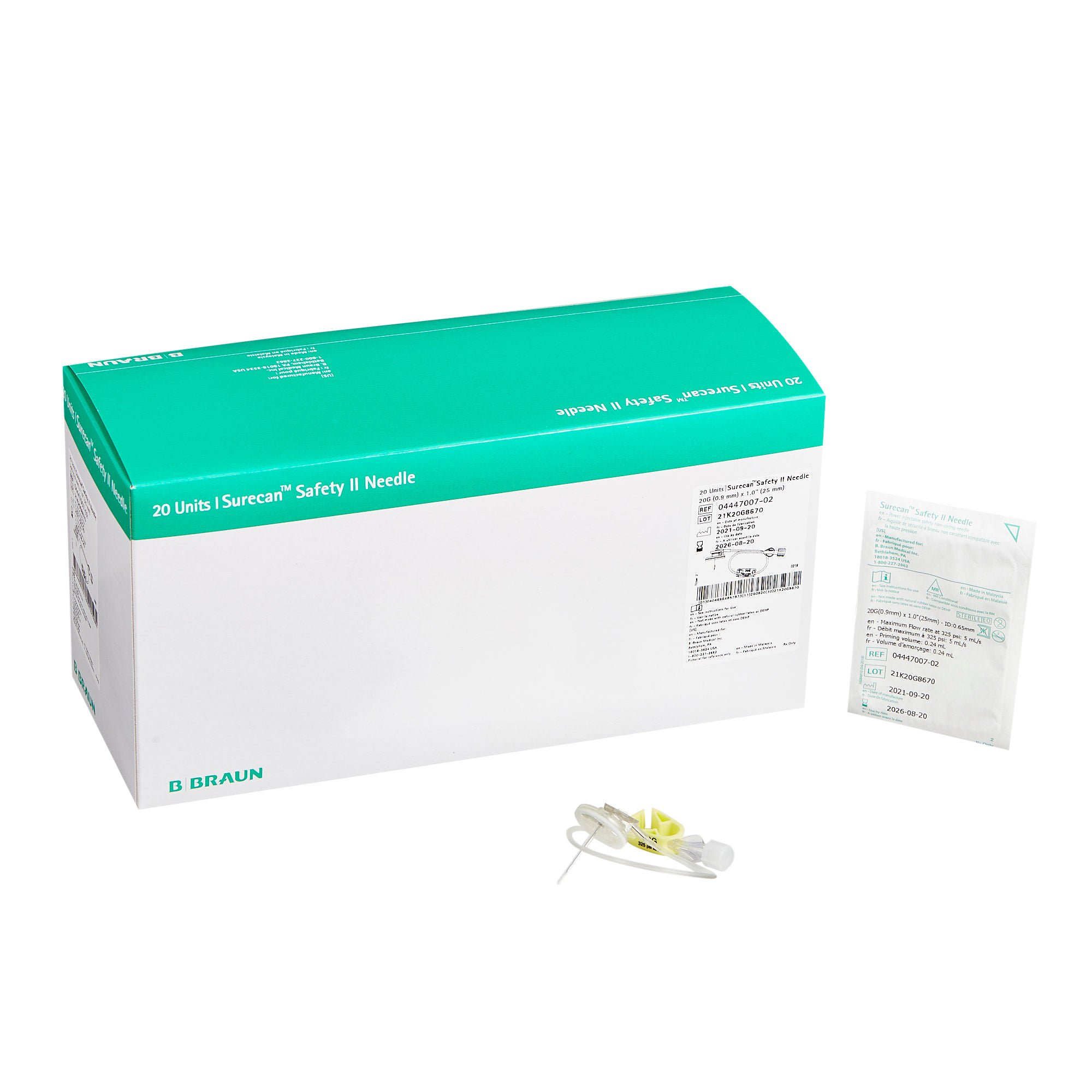 B. Braun INFUSION SET, HUBER SURECAN SAFETY II 20GX25MM (20/BX 5BX/CS