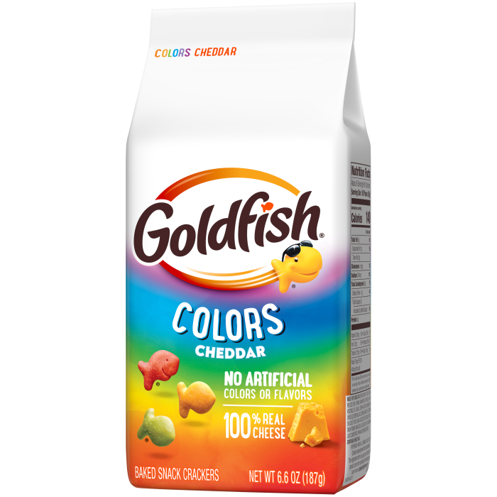 Goldfish® Colors Cheddar Baked Snack Crackers, 6.6 oz, bag - Right Angle Image