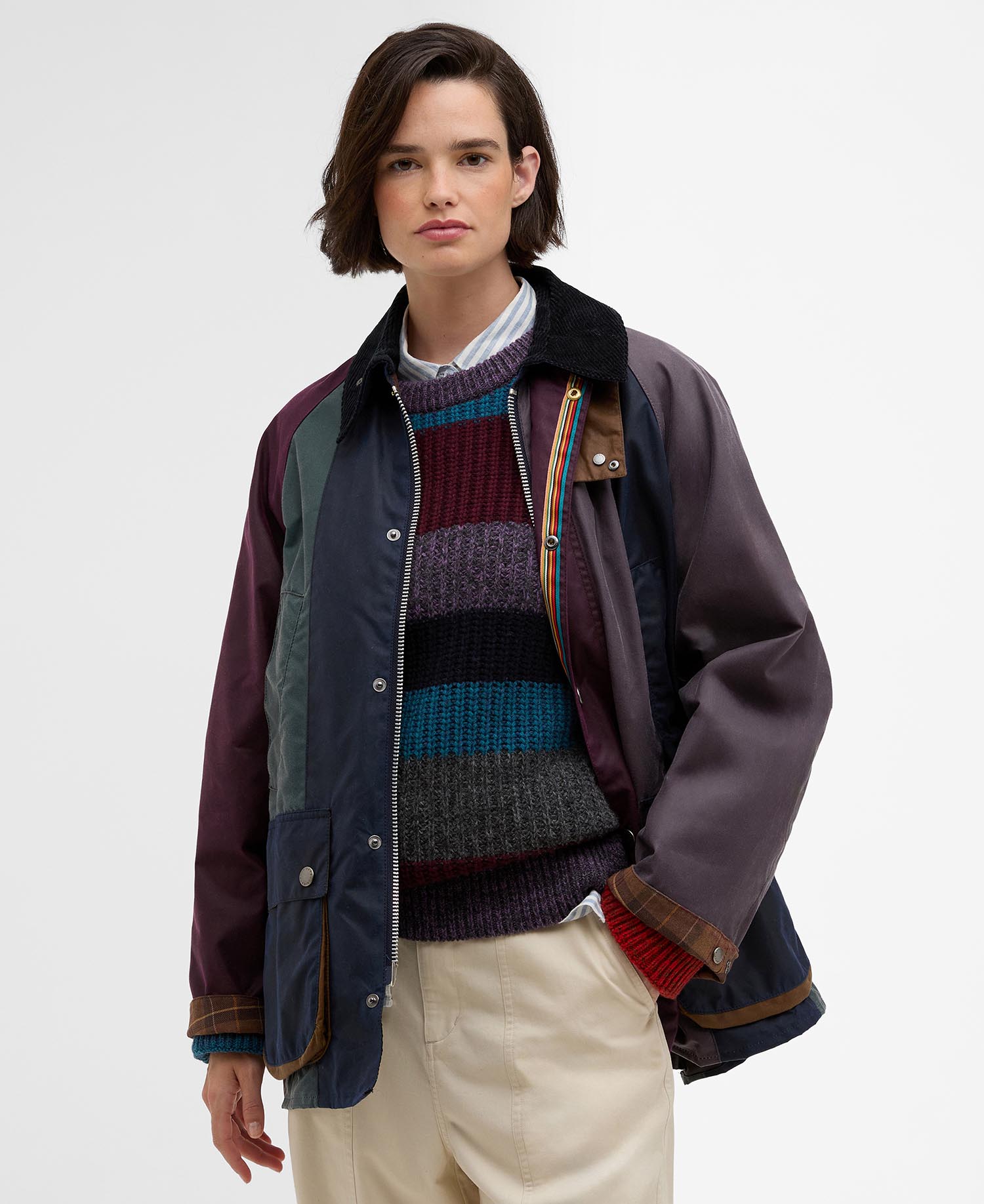 Paul Smith loves Barbour Striped Oversized Bedale Waxed Jacket image number 4