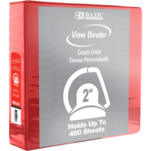 Slant D Ring View Binder with 2 Pockets, 2", Red