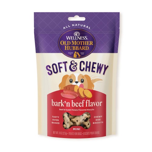 Old Mother Hubbard Soft & Chewy Bark’n Beef Flavor Front packaging