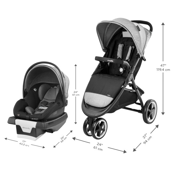 Verge3 Travel System with SecureMax Infant Car Seat Specifications