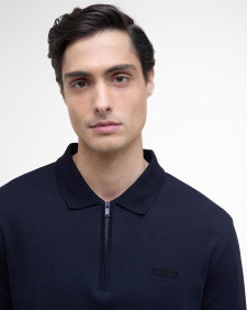 Innes Interlock Long-Sleeved Polo Shirt Navy