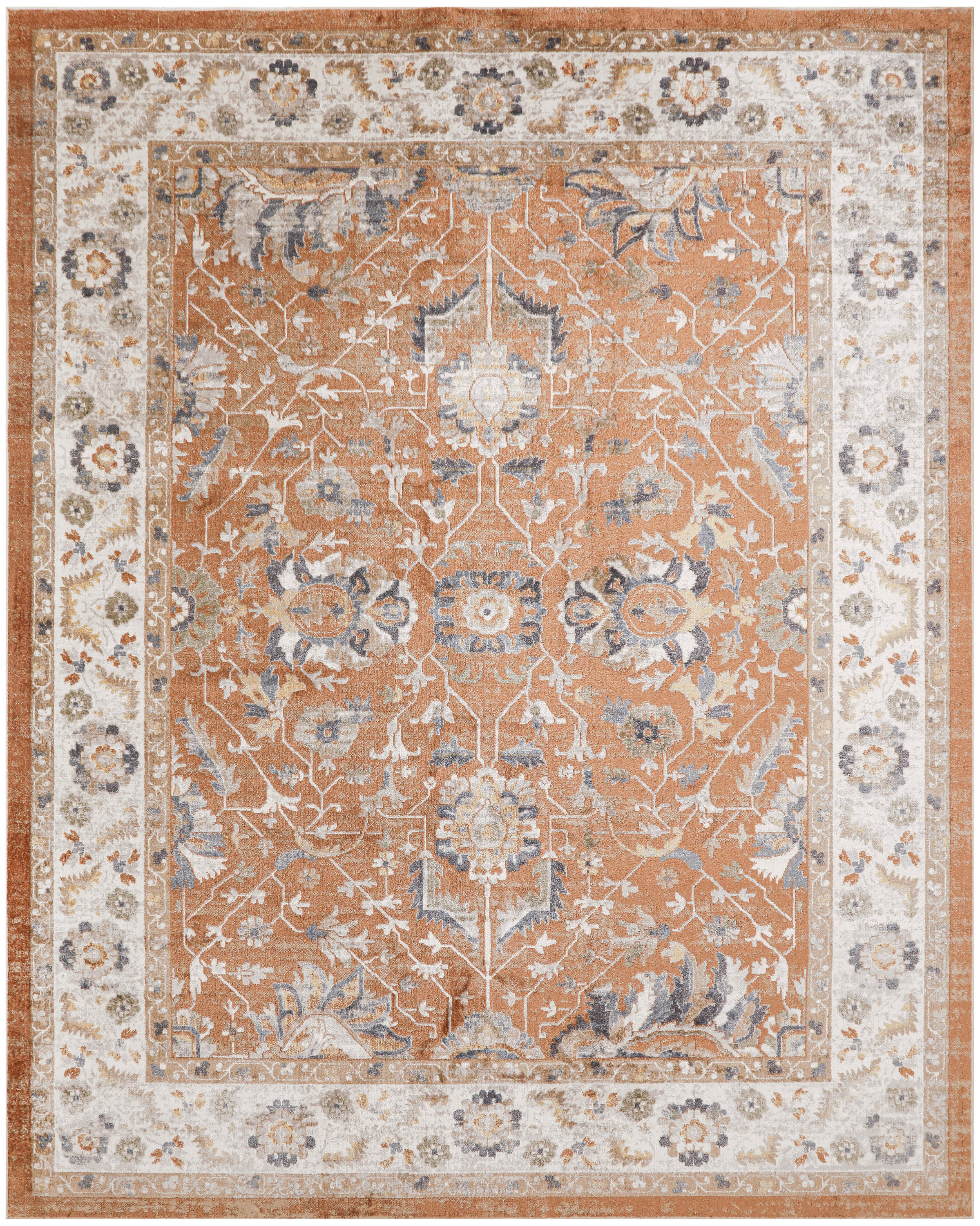Nourison Astra Machine Washable 7'10" x 10' Rust Ivory Vintage Indoor Rug