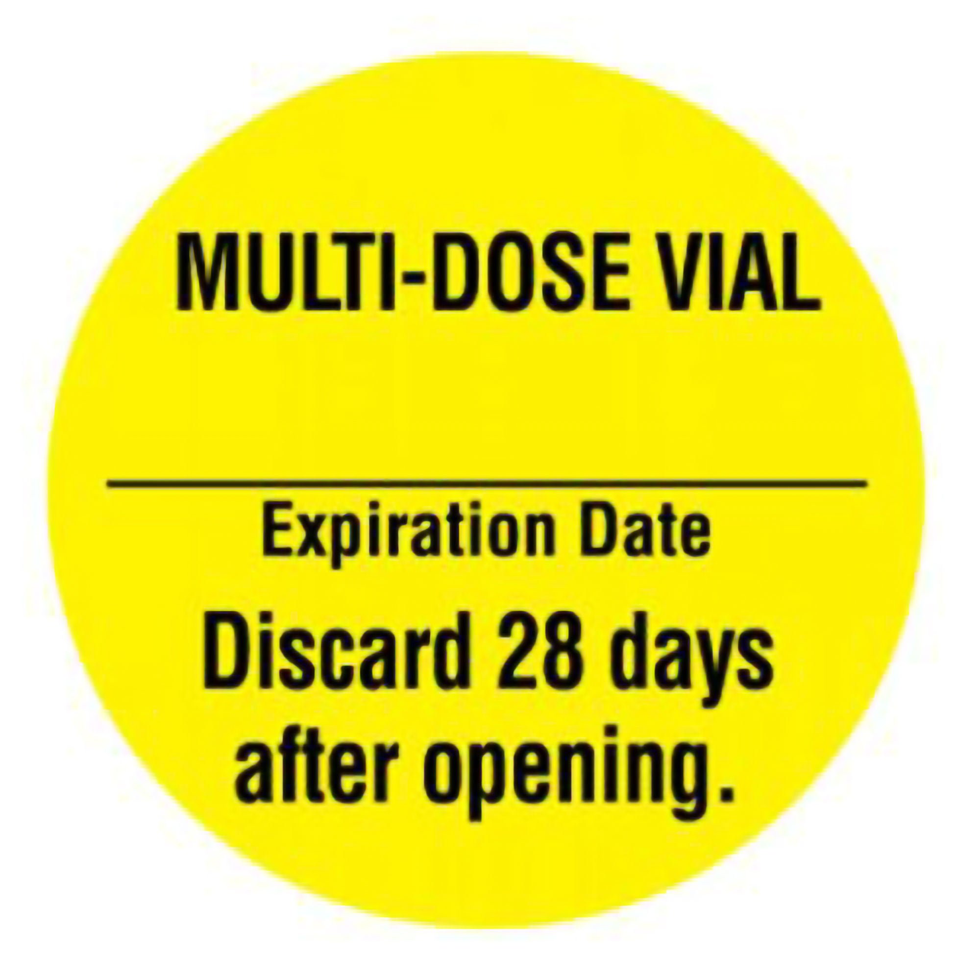 "Multi-Dose Vial Expiration Date __________ Discard 28 Days after Opening" Label