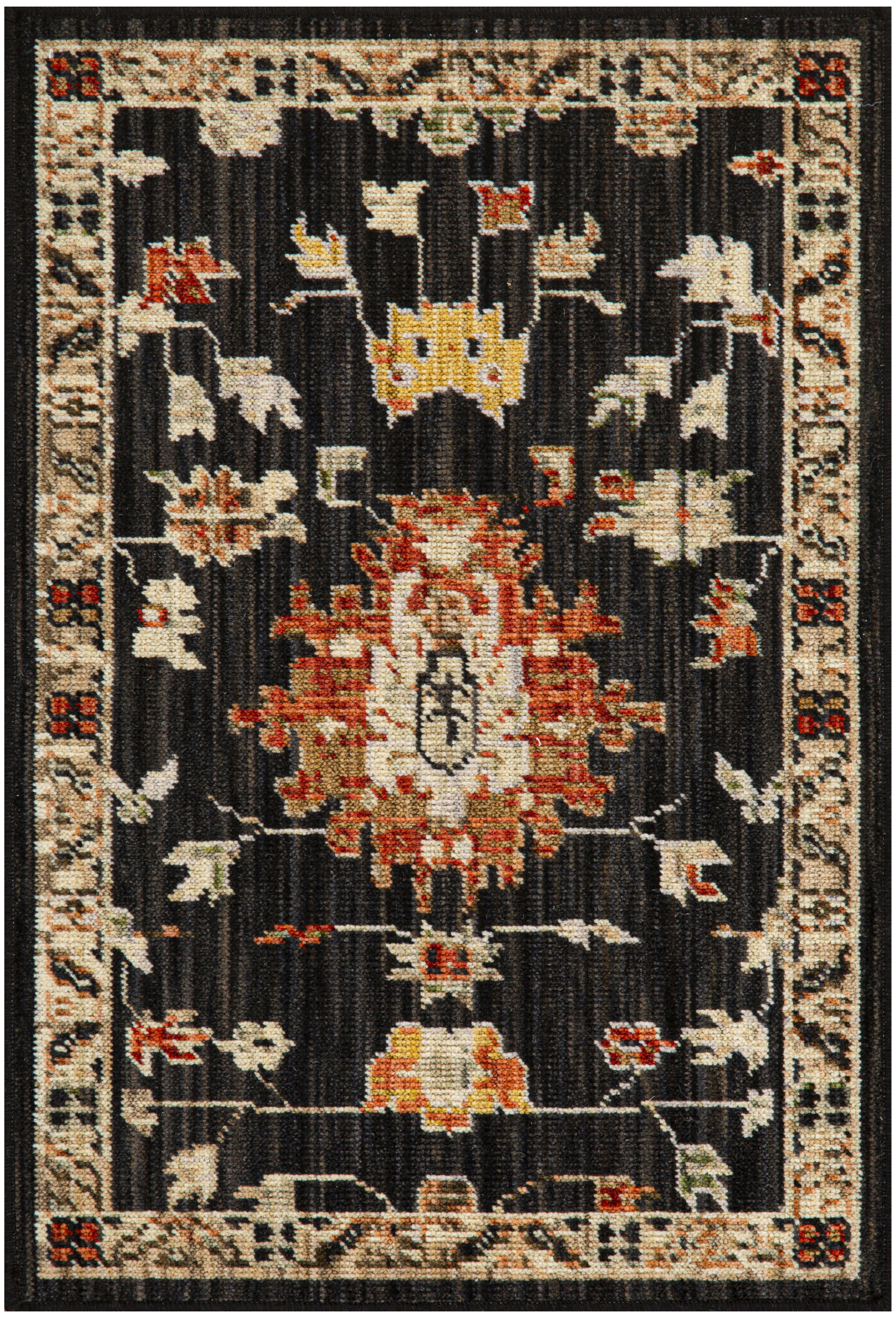 Nourison Antique Bloom 2' x 3' Black Vintage Indoor Rug