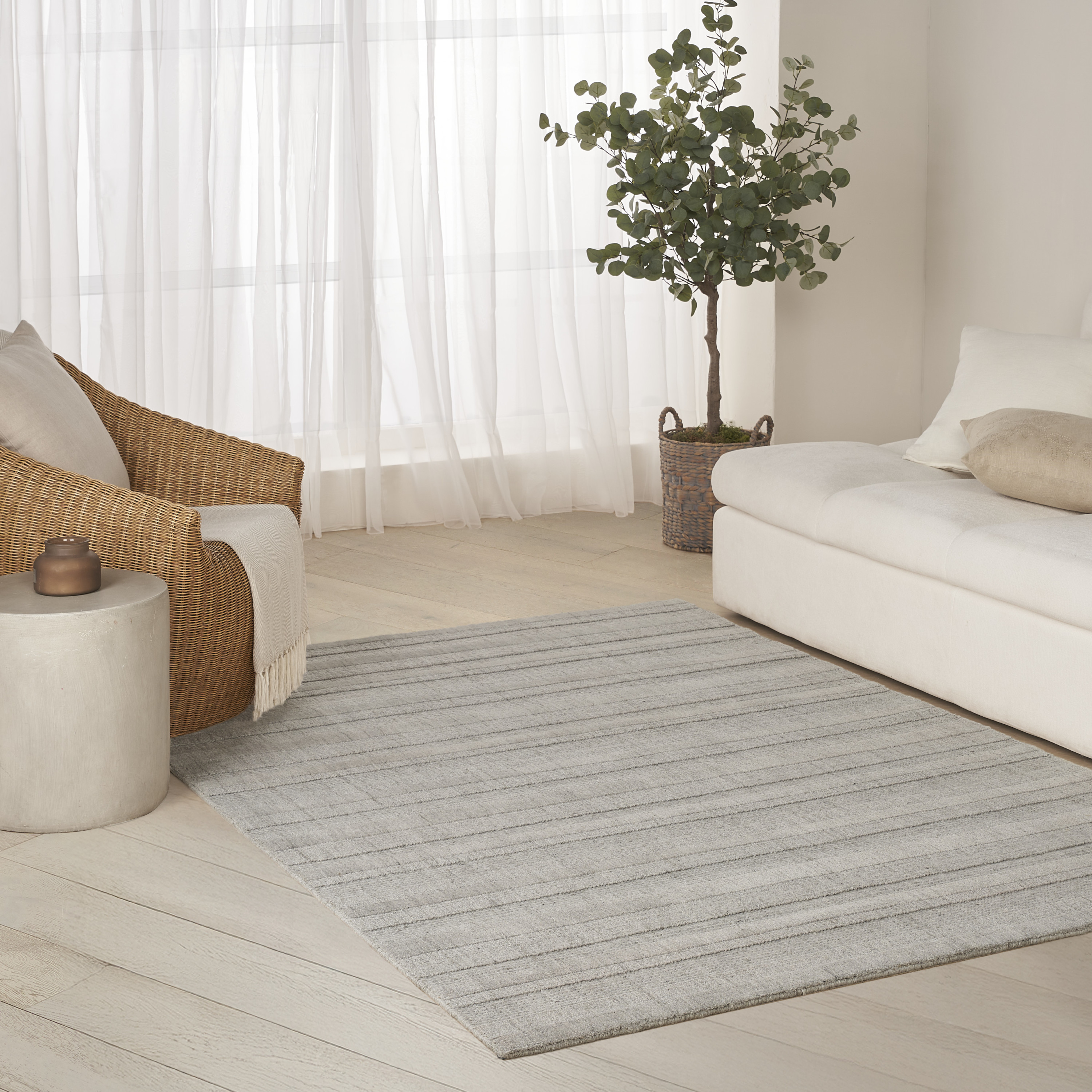 DKNY Pure Multi Weave 5'3" x 7'3" Grey Contemporary Indoor Rug