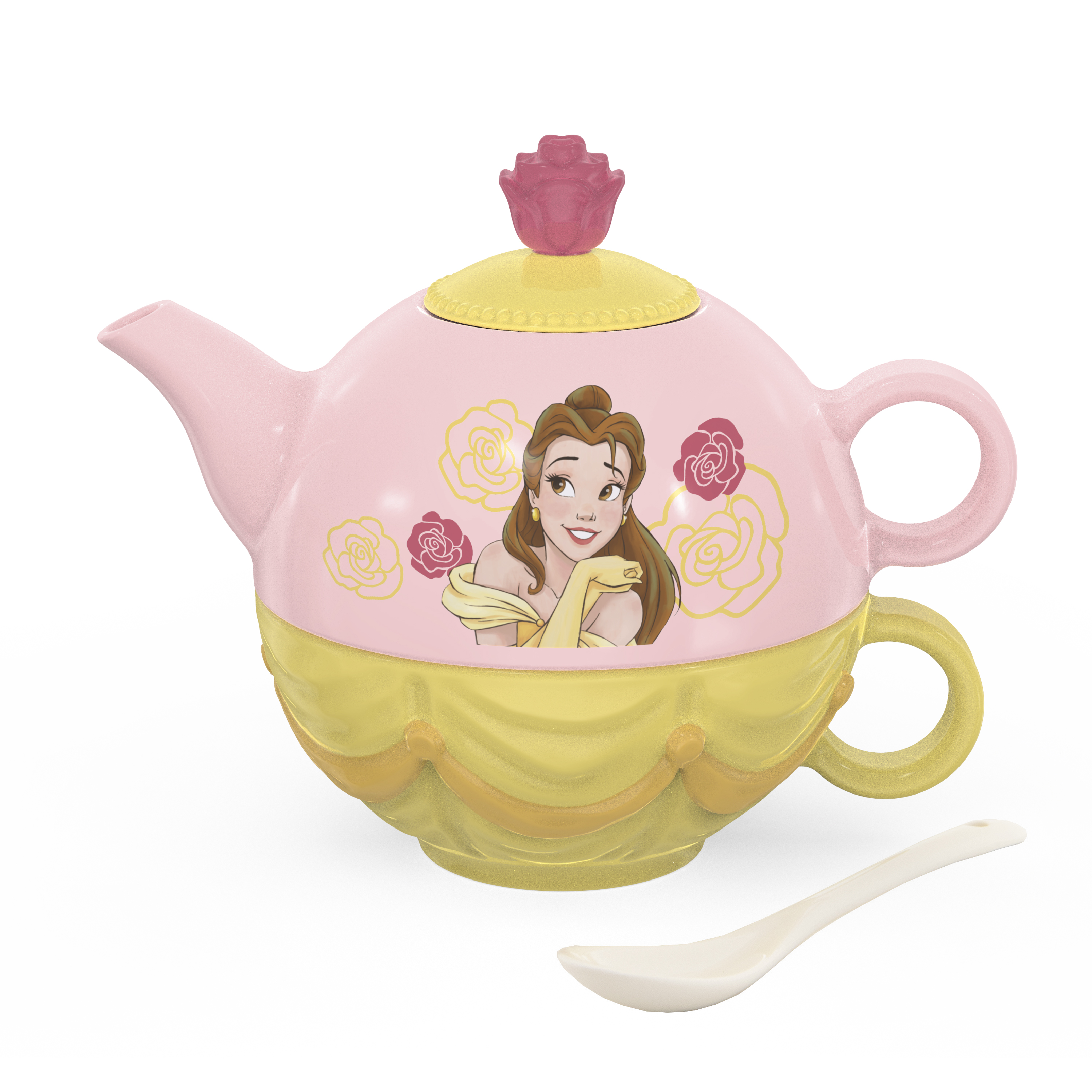 Disney Princess Sculpted Ceramic Tea Set, Princess Belle, 4-piece set slideshow image 1 Disney Princess Sculpted Ceramic Tea Set, Princess Belle, 4-piece set slideshow image 1