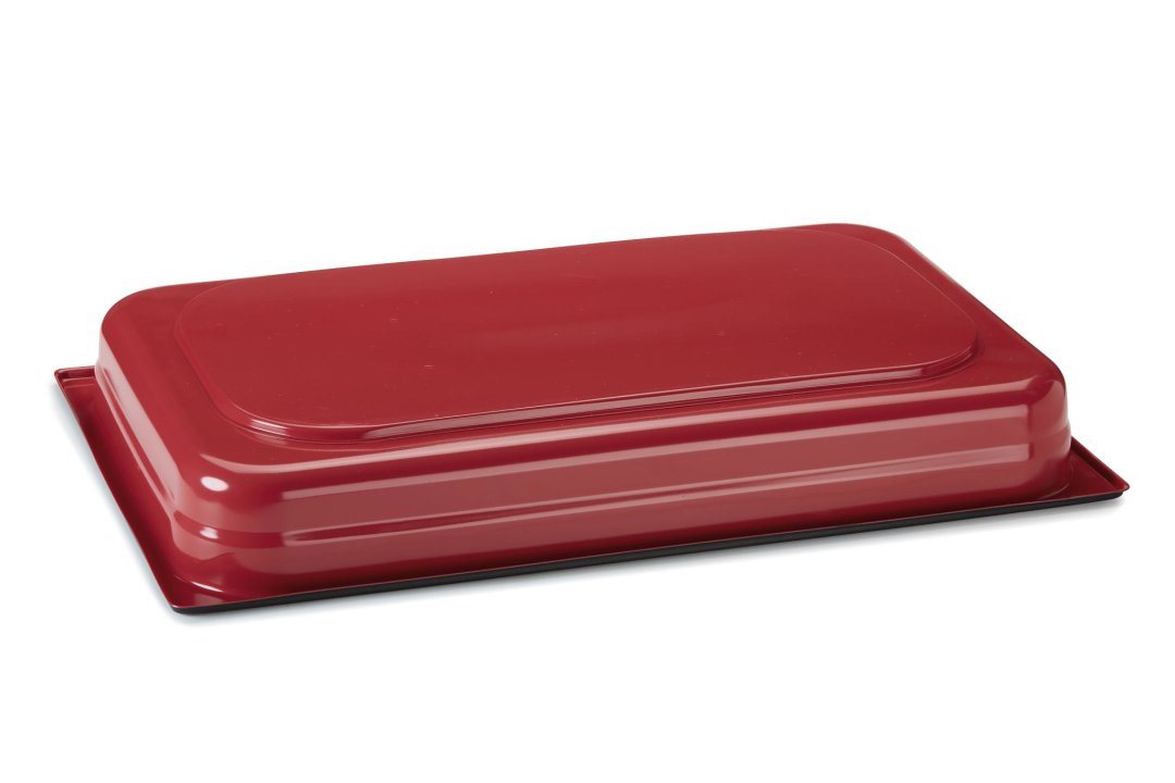 Non-stick sandwich bottom induction-ready GN 1/1 container 65 mm deep in red