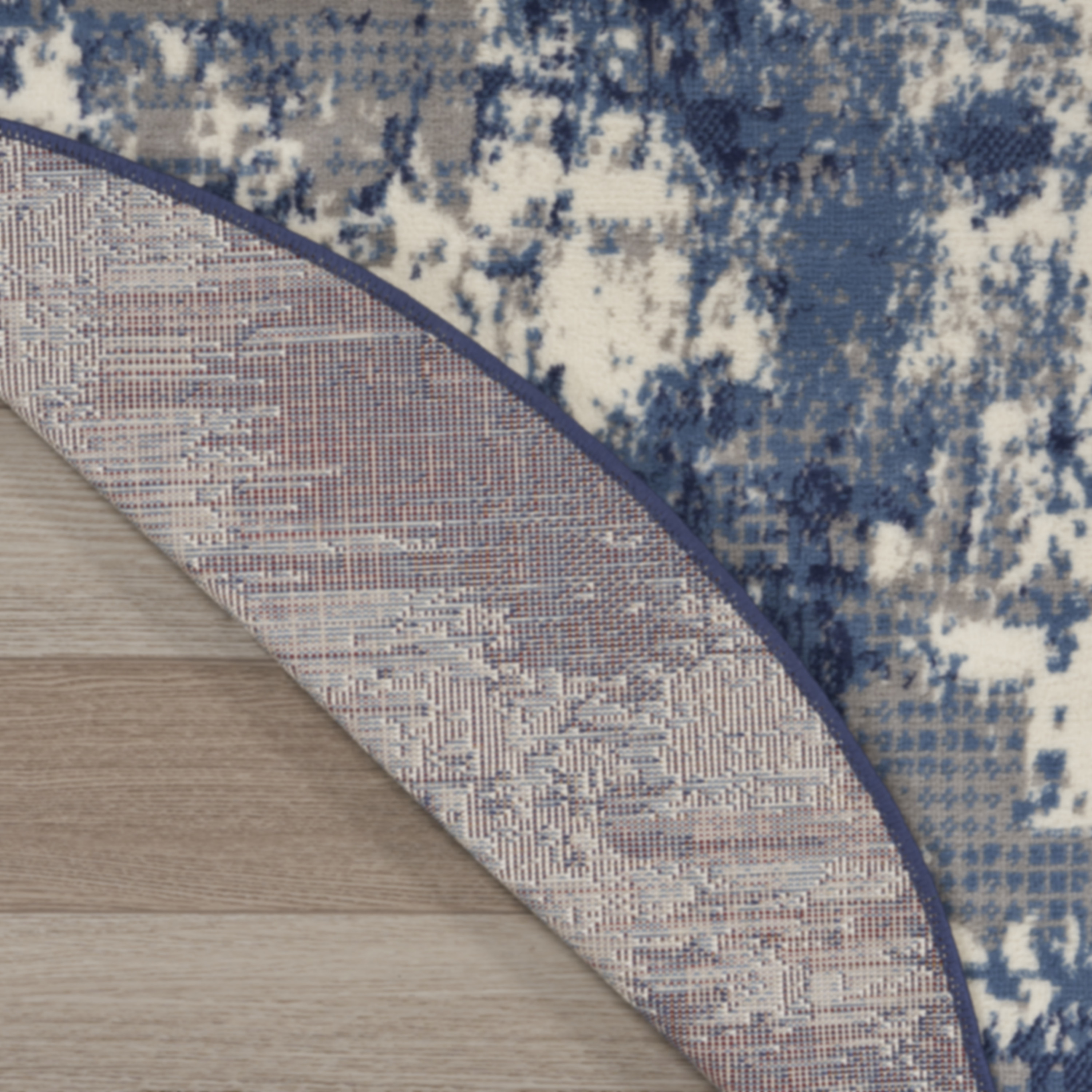 Nourison Grafix 8' x Round Navy Blue Modern Indoor Rug