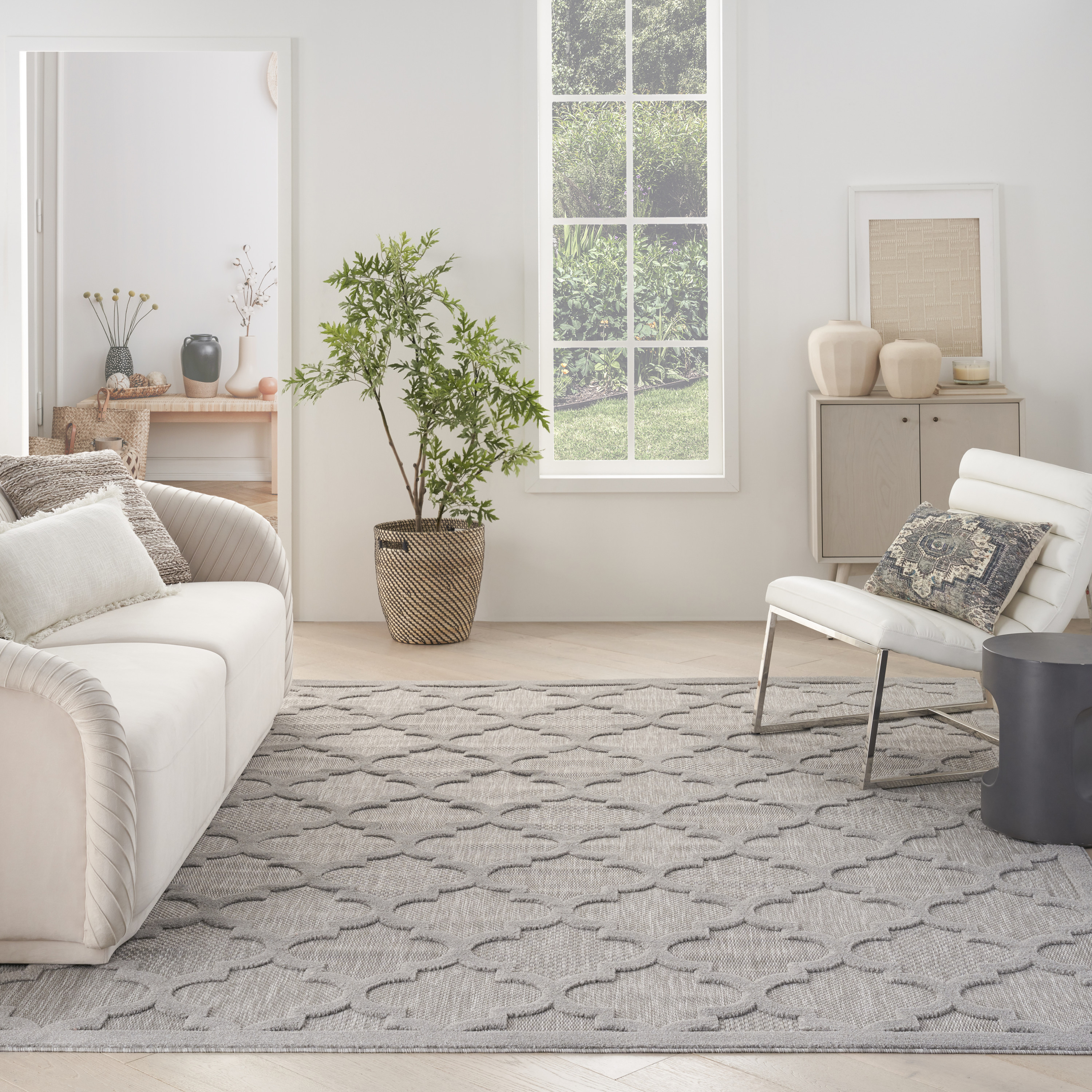 Nourison Easy Care 9' x 12' Silver Grey Modern Rug