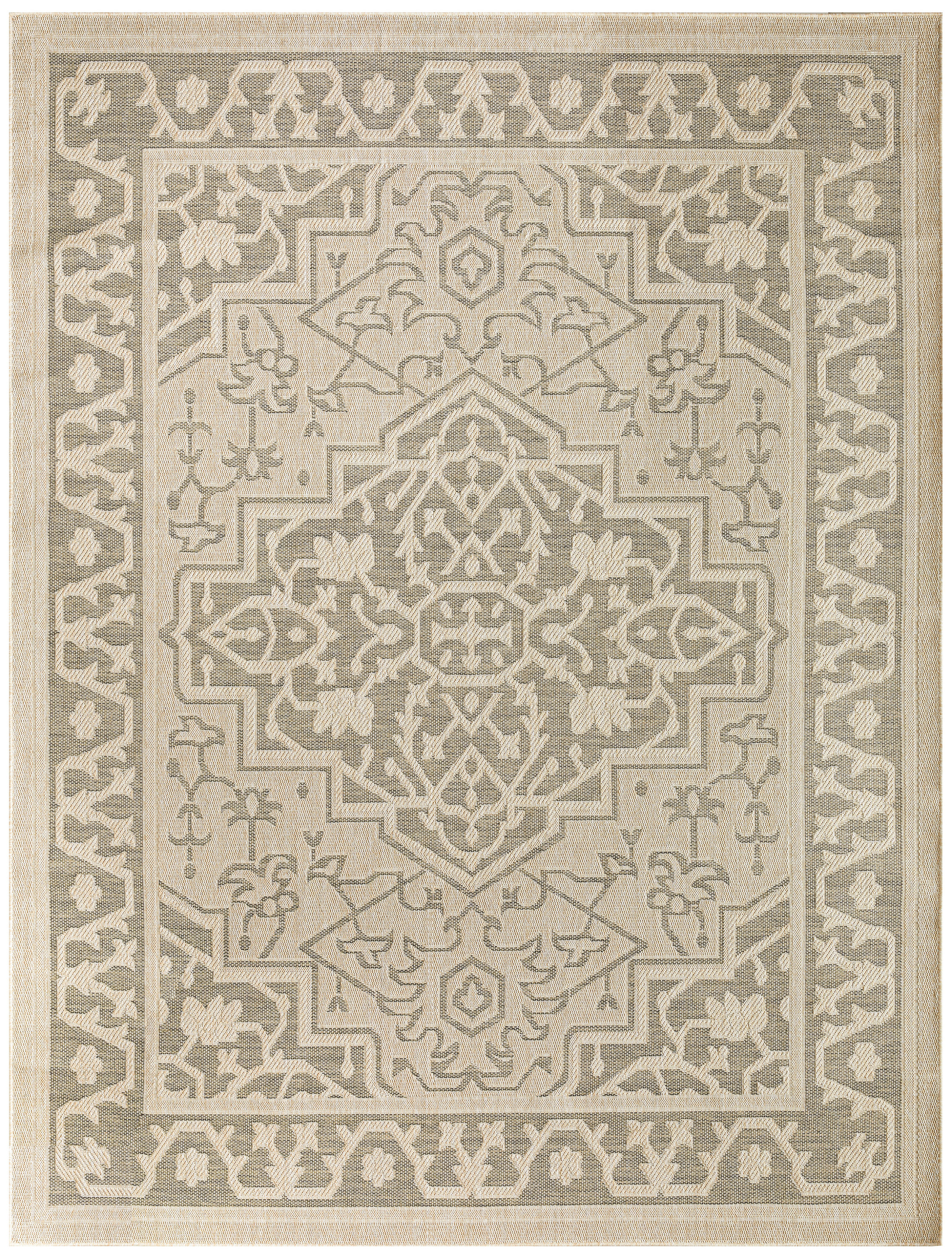 Nourison Tulum 10' x 14' Taupe Olive Outdoor Rug