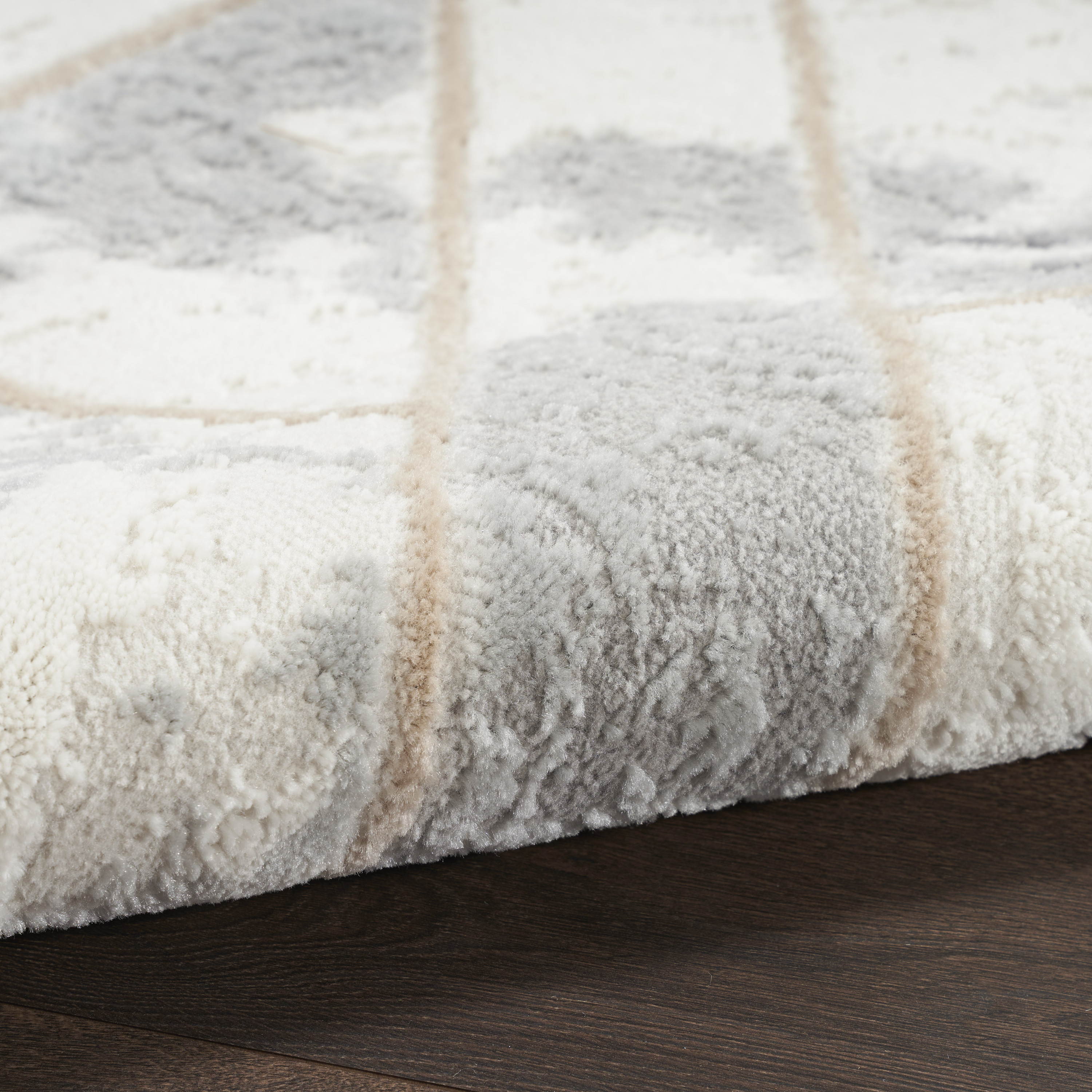 Nourison Elation 2'3" x 7'6" Ivory Grey Modern Indoor Rug