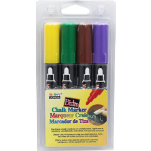 Broad Point Chalk Marker Broad Tip Set 4D, Brown, Green, Yellow, Violet