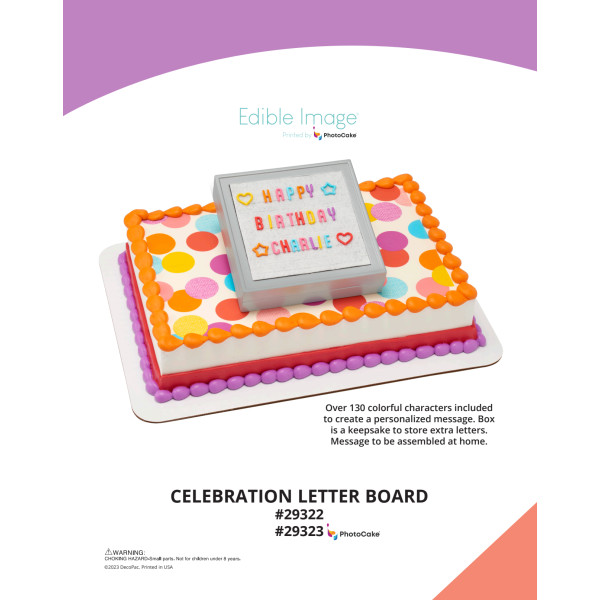 Celebration Letter Board The Magic of Cakes® PhotoCake® Enhanced Background Page
