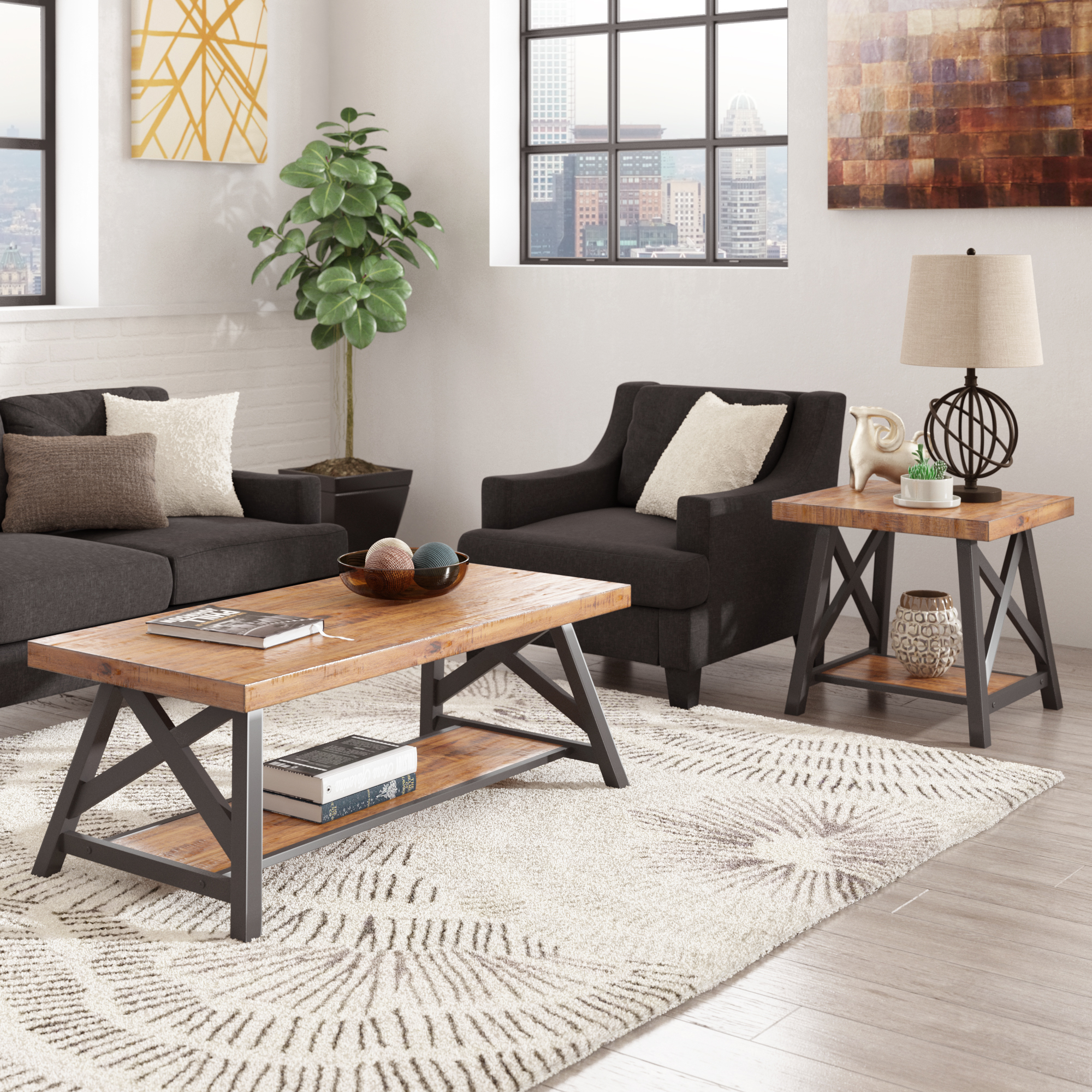 Rustic X-Base Accent Tables
