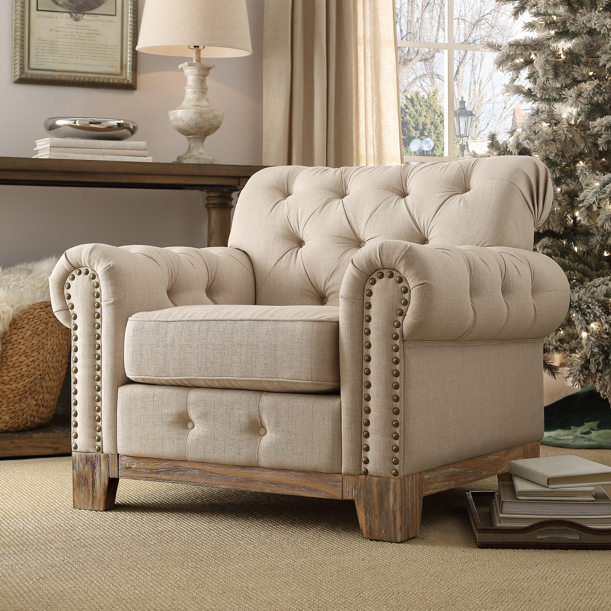 Tufted Rolled Arm Chesterfield Chair