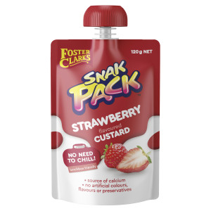 foster clark's® snak pack™ strawberry flavoured custard 120g image