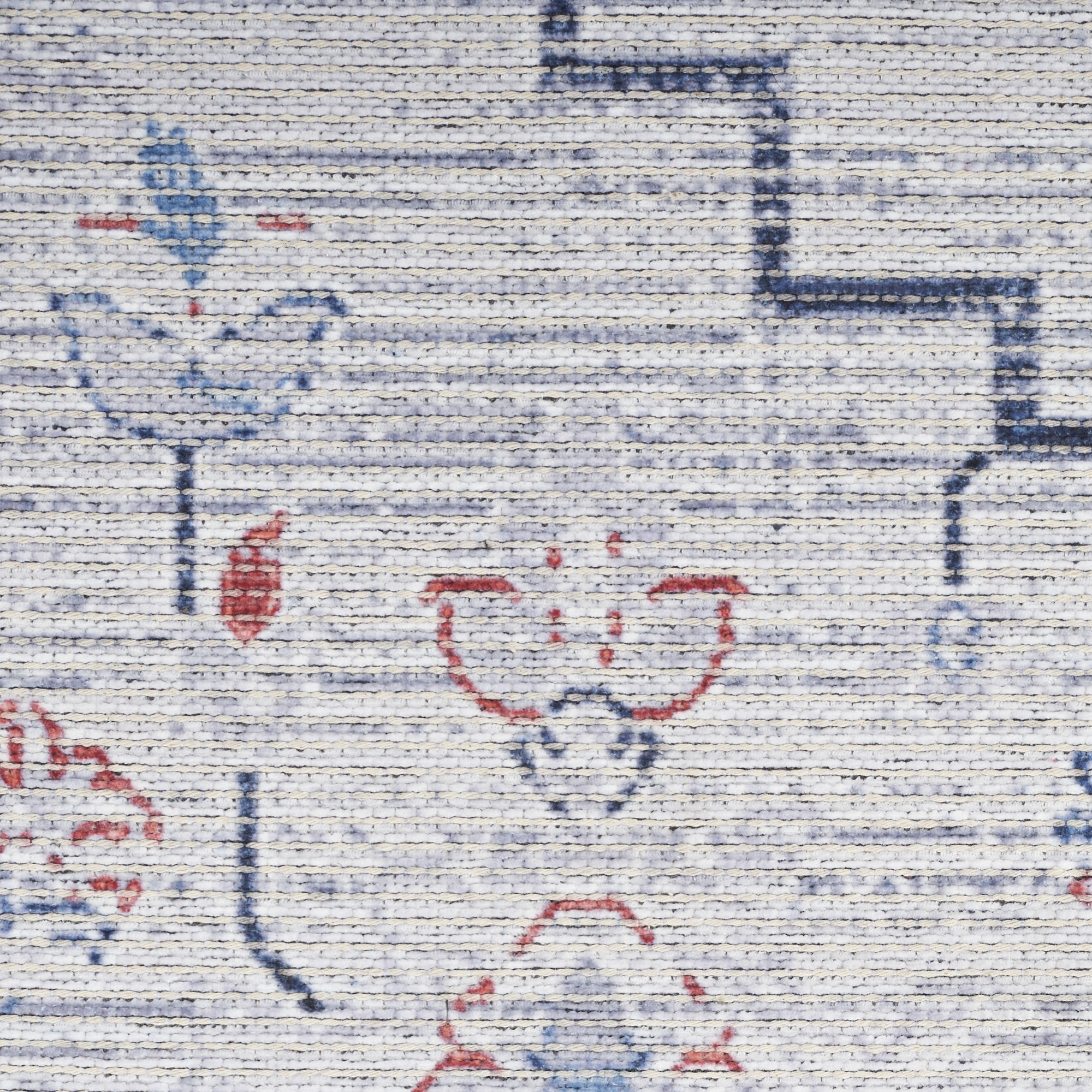 Nourison New Concept Washables 2'2" x 10' Ivory Blue Farmhouse Indoor Rug