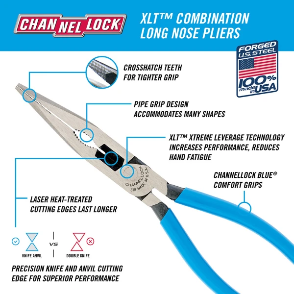 318 8-inch XLT™ Combination Long Nose Pliers with Cutter