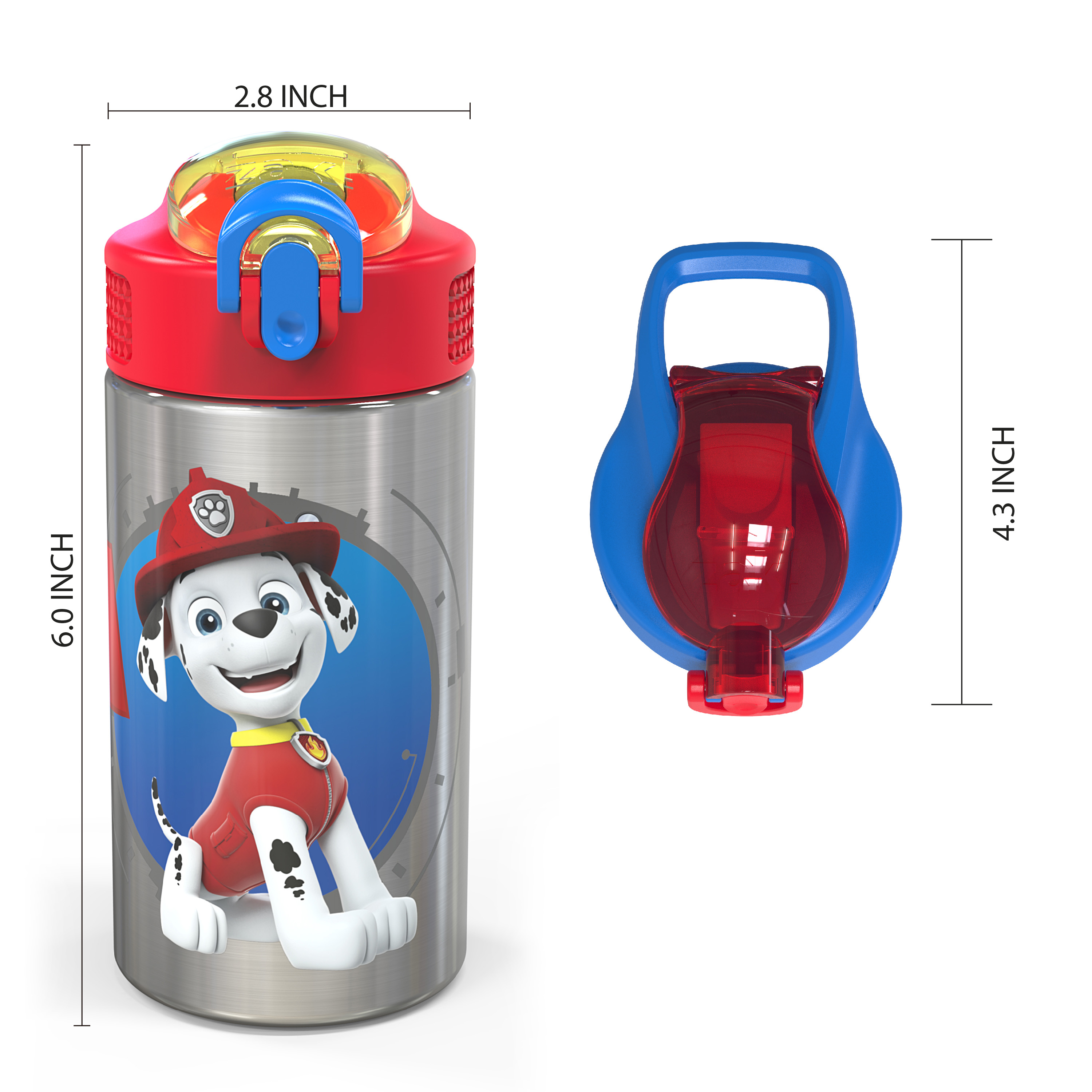 Paw Patrol 15.5 ounce Stainless Steel Water Bottle with Carrying Loop and Screw-on Lid, Marshall slideshow image 7
