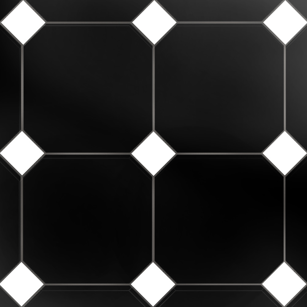 Monocolor Octagon Nero with Taco Alaska 12-1/4 in. x 12-1/4 in. Ceramic Floor and Wall Tile