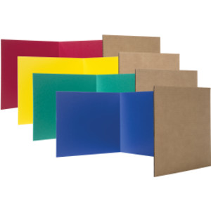 Corrugated Study Carrels, 12" x 48", Assorted Colors, Pack of 24