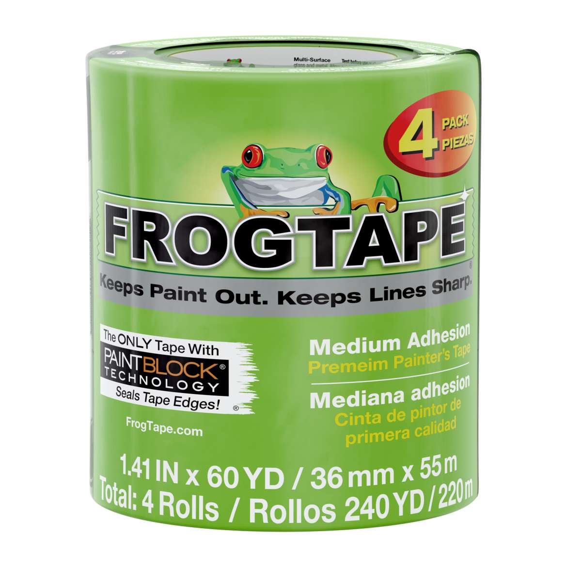 FrogTape® Multi-Surface Painter's Tape - Green, 4 pk, 1.41 in. x 60 yd.