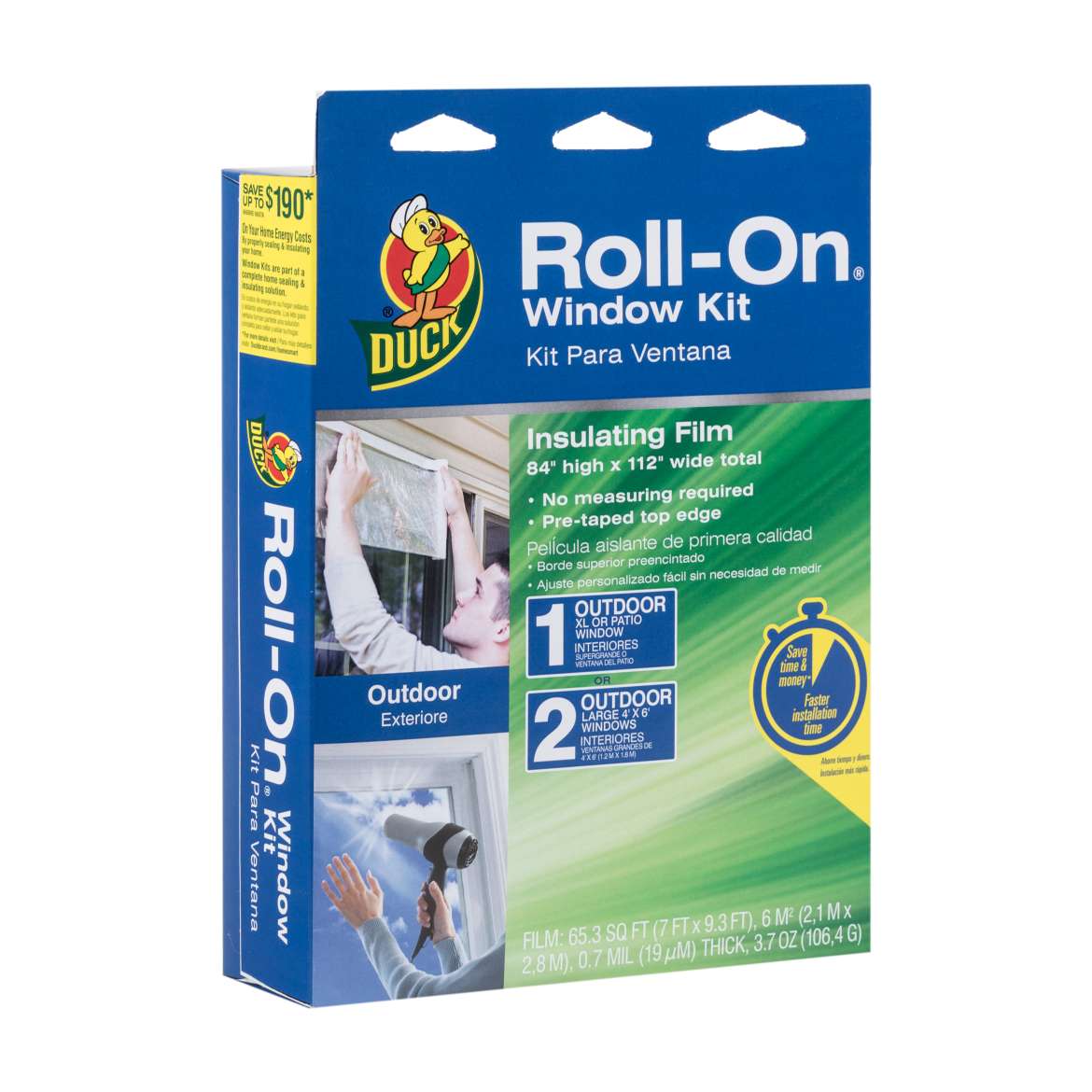 Duck® Brand Roll-On® Window Insulation Film Kit - Outdoor, 84 in. x 112 in. Image