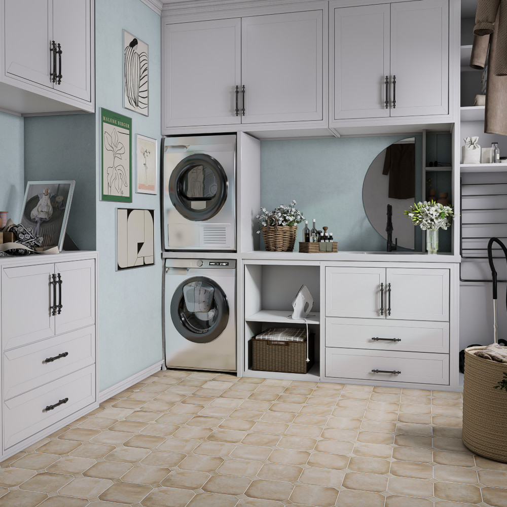 Laverton Octagon Beige with Taco Beige 7-7/8 in. x 7-7/8 in. Porcelain Floor and Wall Tile