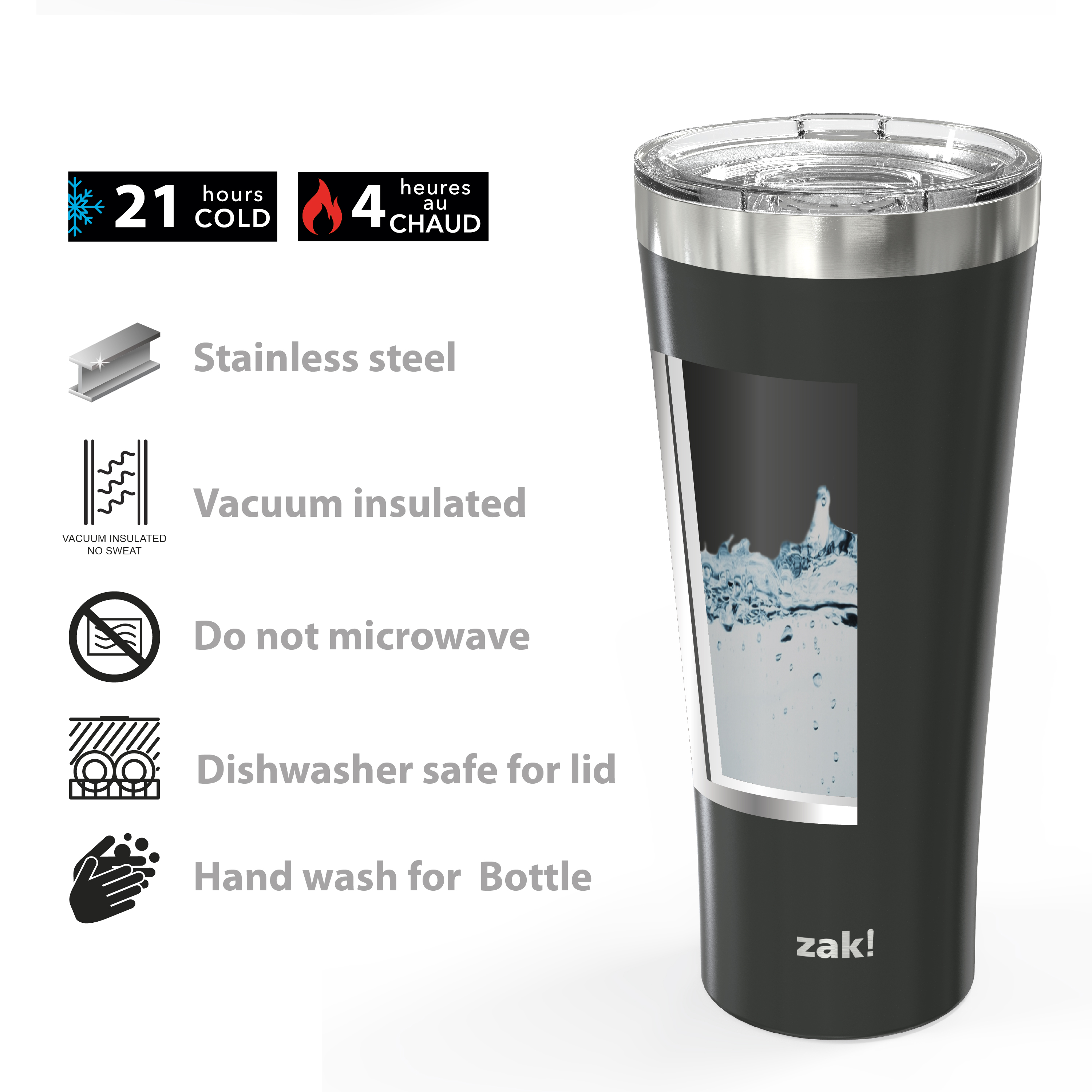 Alpine 30 ounce Stainless Steel Vacuum Insulated Tumbler with Straw, Charcoal slideshow image 7