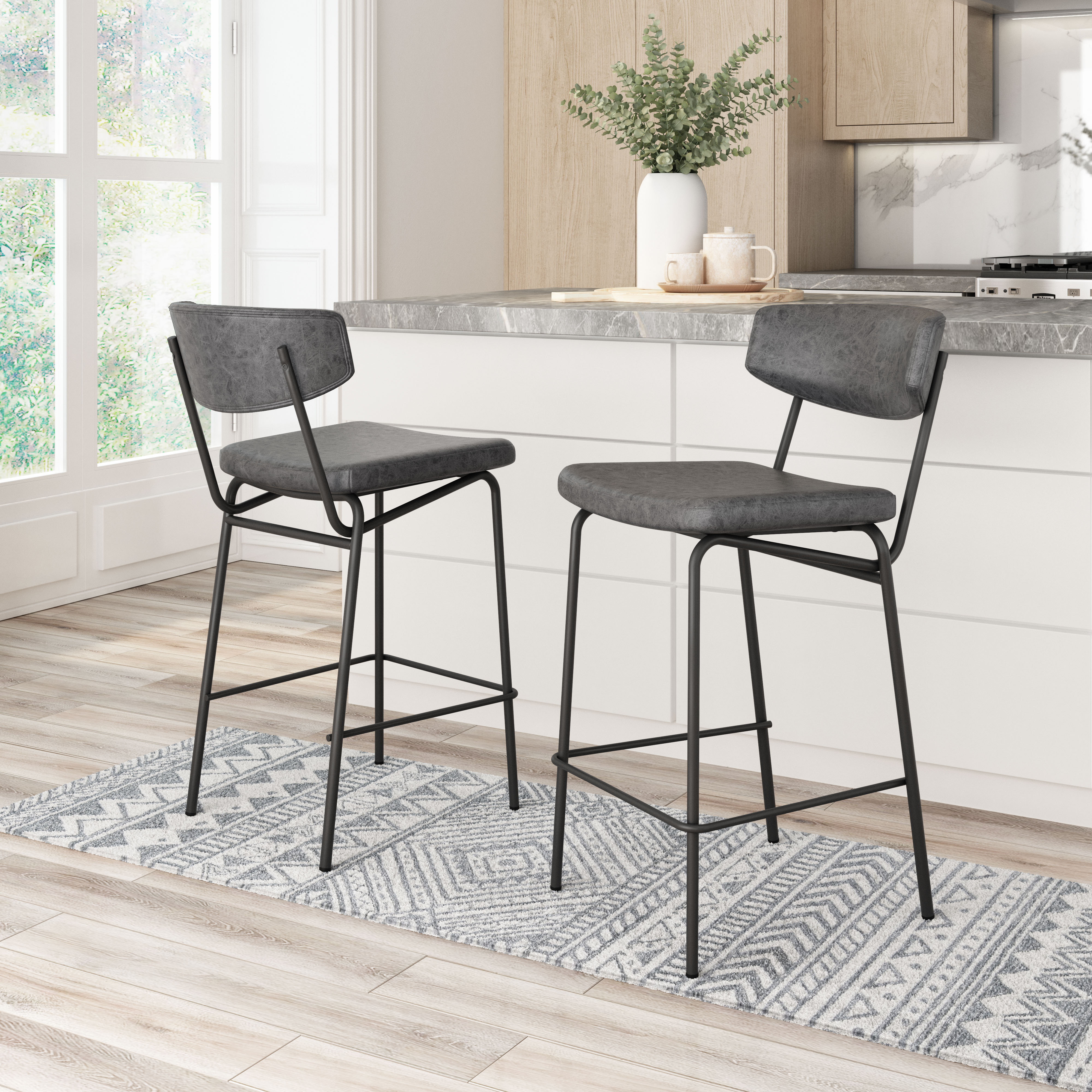 Charon Counter Stool (Set of 2) Vintage Black product image