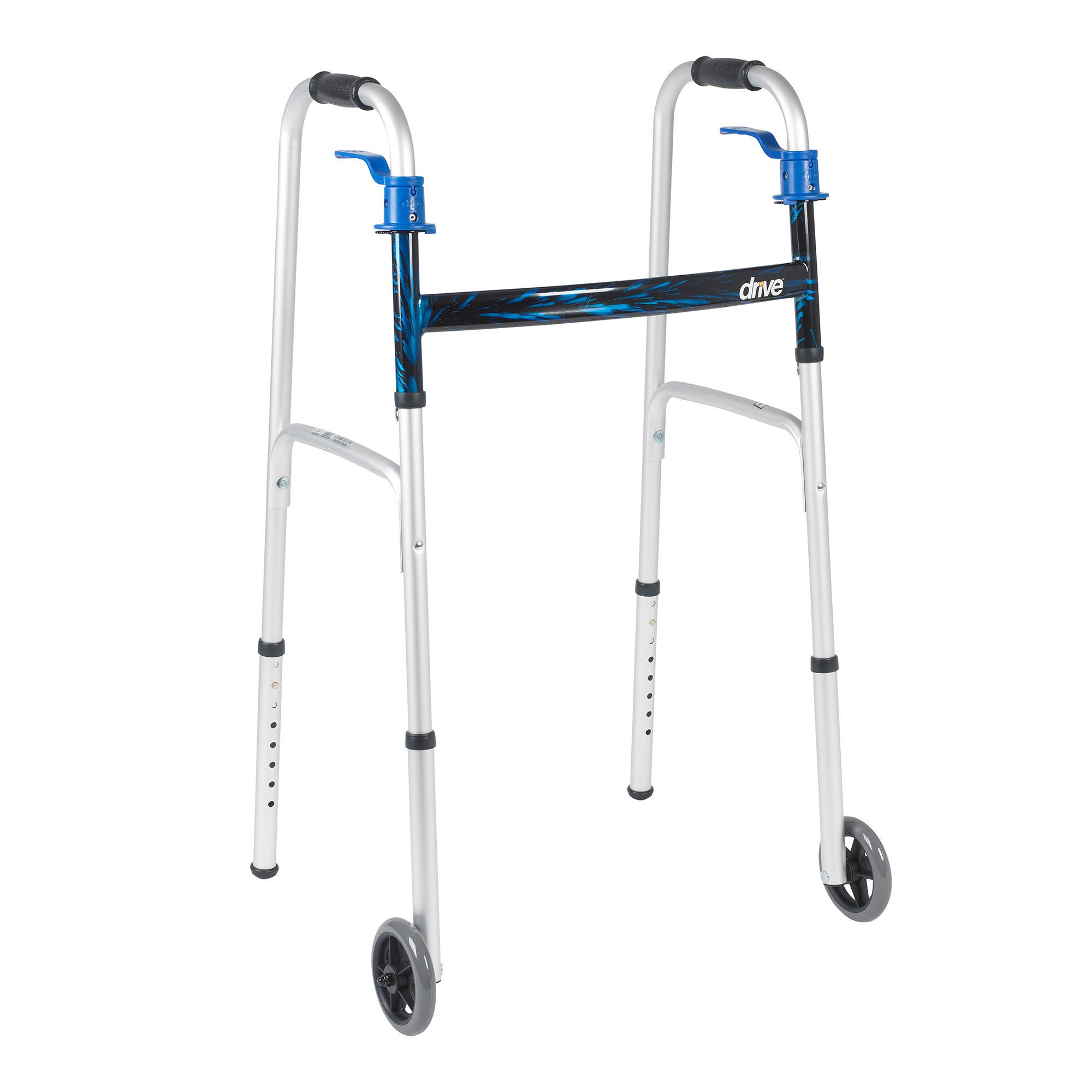 drive™ Aluminum Dual Release Folding Walker, 32 – 39 Inch Height