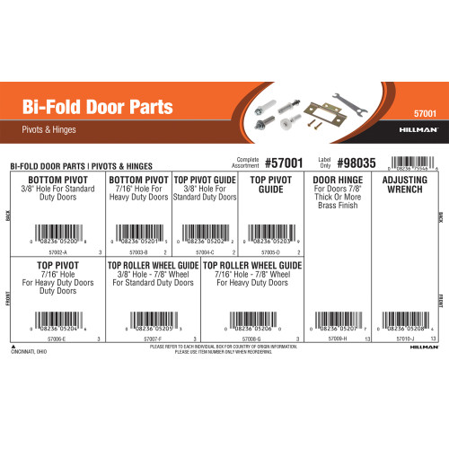 Bi-Fold Door Parts Assortment (Pivots & Hinges)