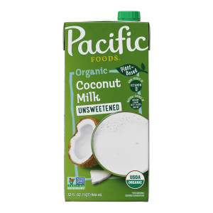 Pacific Foods® Organic Unsweetened Coconut Milk, Plant Based Milk, 32 oz Carton (12 Pack)